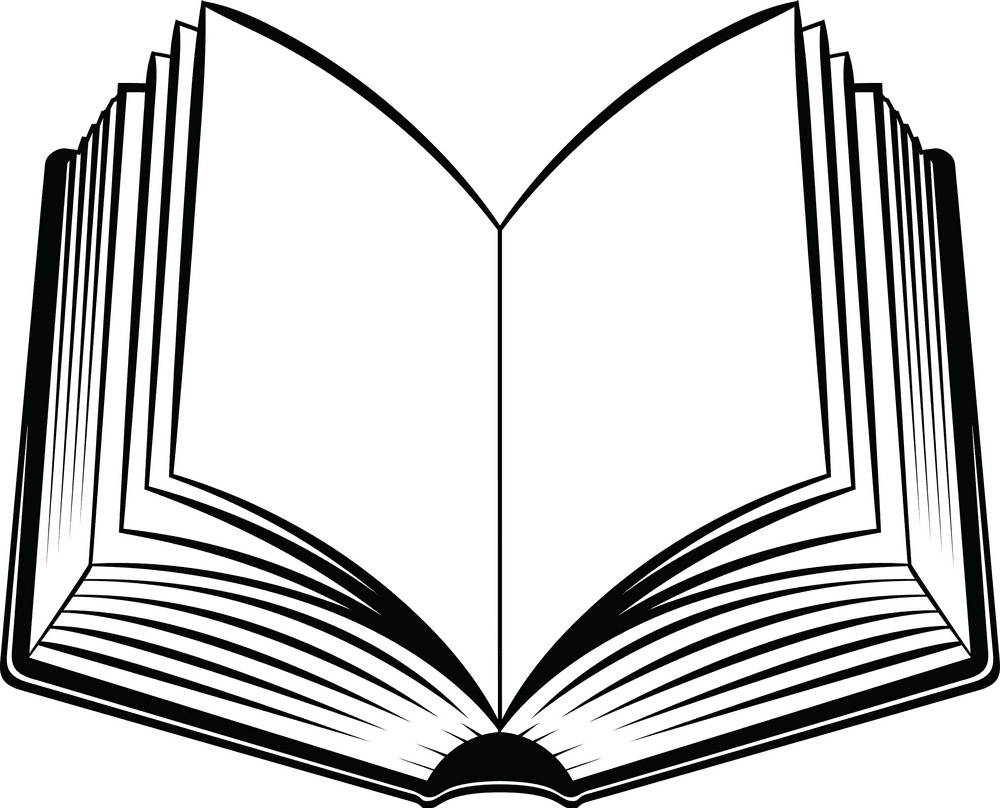 Open Book Clipart Black and White 6